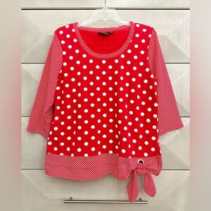 🛑SOLD🛑 Onque Casuals Red Polka Dot Women's Top Blouse - Size XL